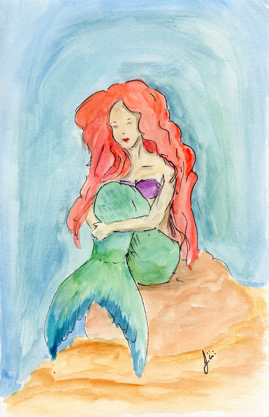 Sitting Mermaid Print