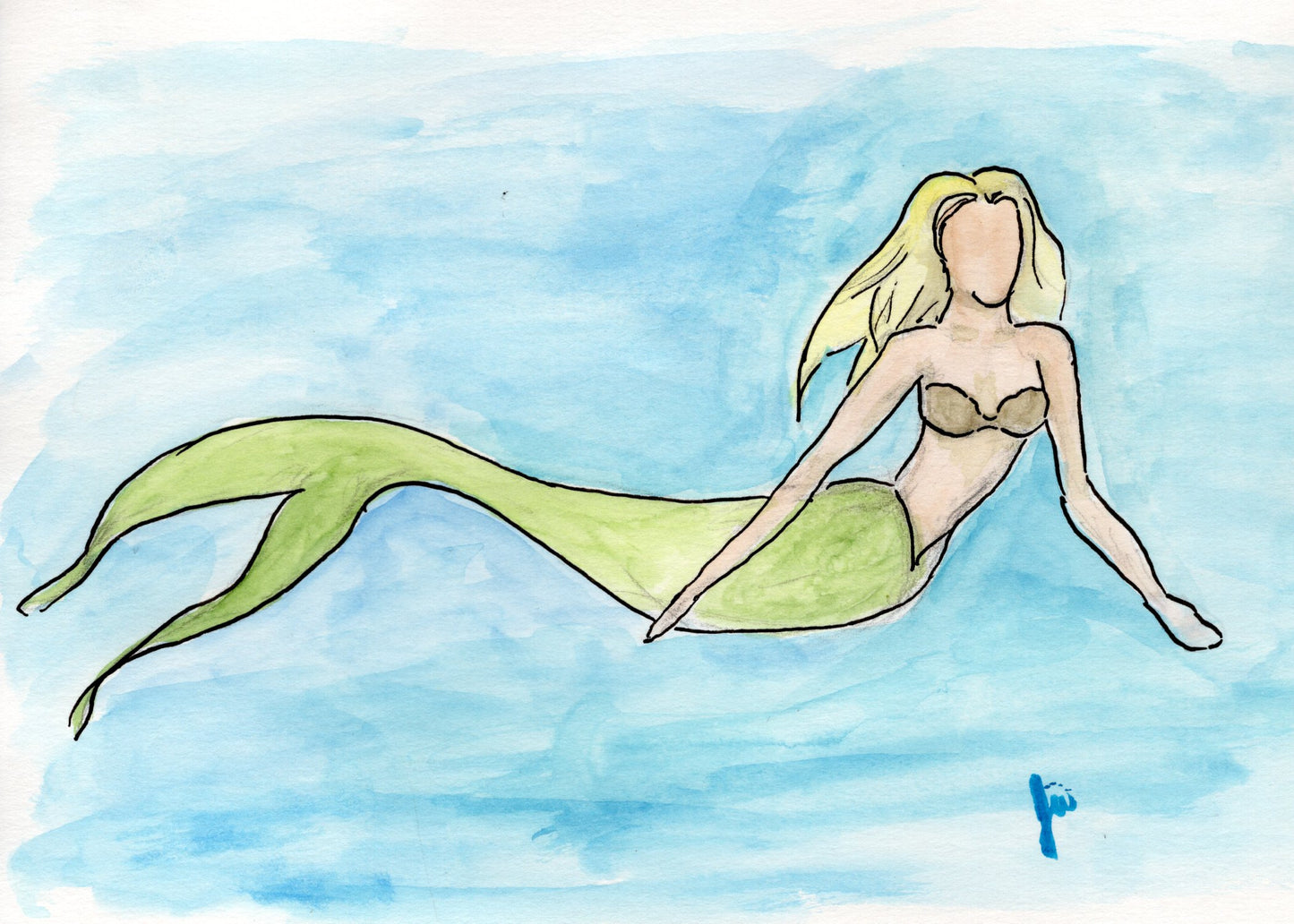 Green Tailed Mermaid Print