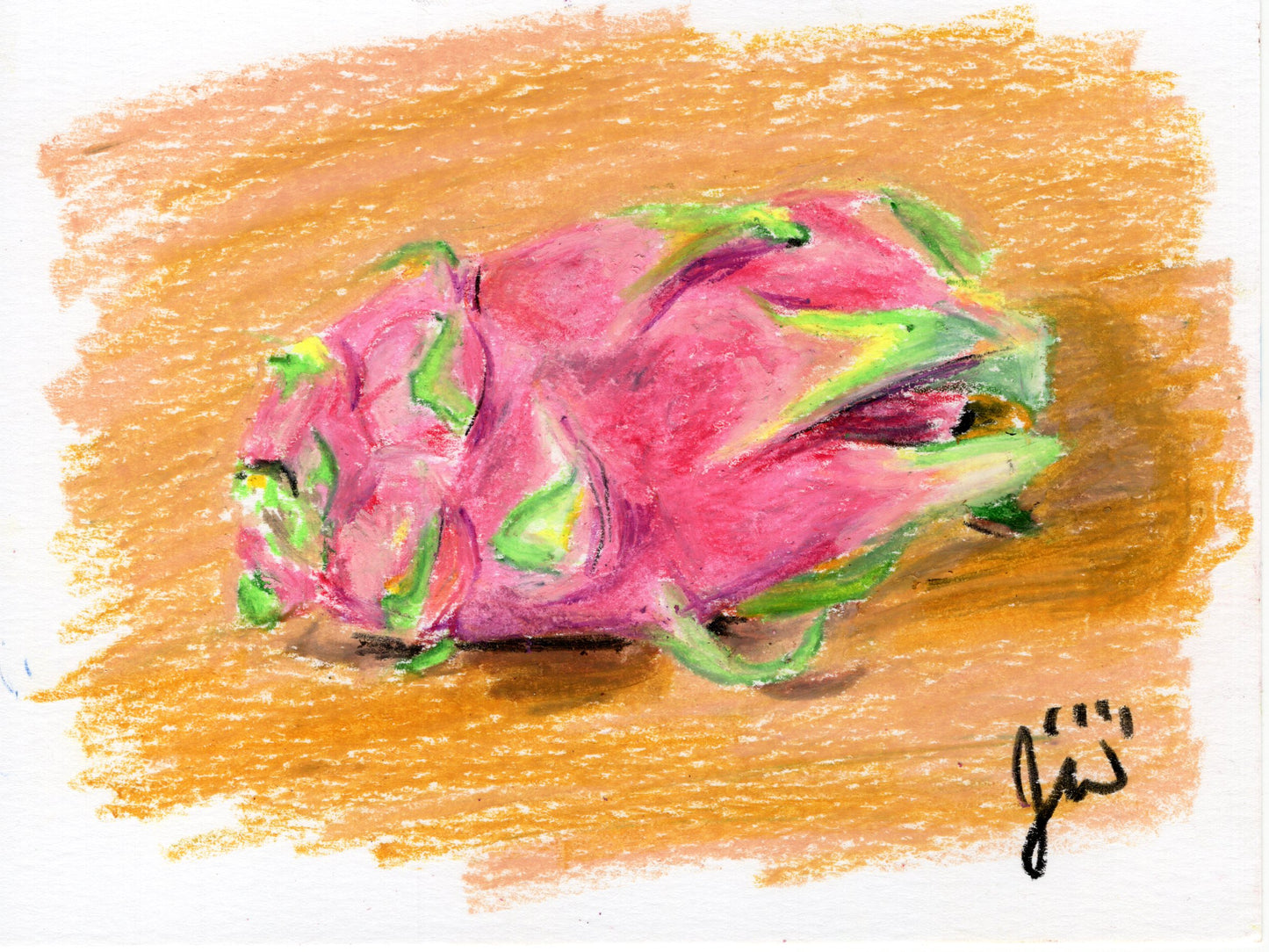 Dragon Fruit Oil Pastel Original